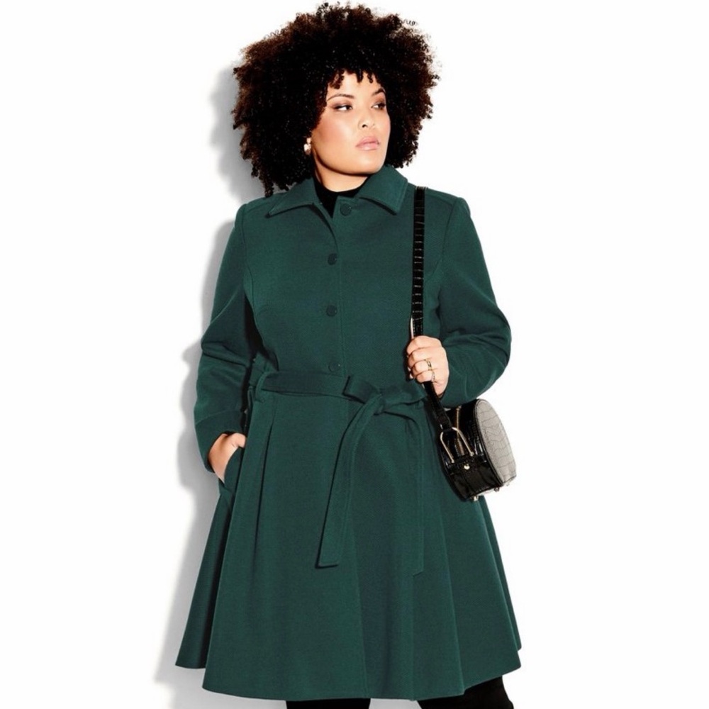 NWT City Chic Blushing Belle Coat - Jade Green - Size 20 / L - Picture 3 of 16